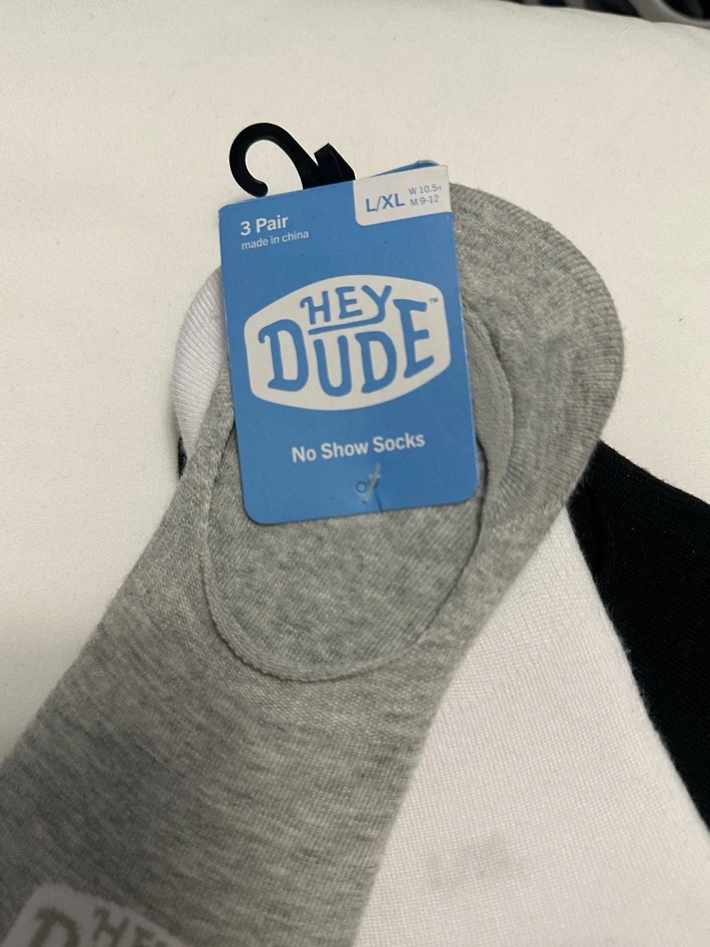 Hey Dude No-Show Sock 3-Pack — Black, White & Gray